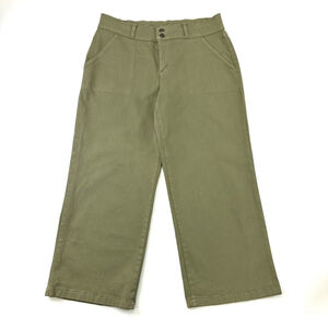 Second Yoga olive green stretch cotton wide leg cropped utility womens pant 32”